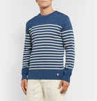 Armor Lux - Molene Slim-Fit Button-Embellished Striped Wool Sweater - Blue