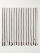 Loro Piana - Logo-Embroidered Fringed Striped Cotton and Linen-Blend Beach Towel