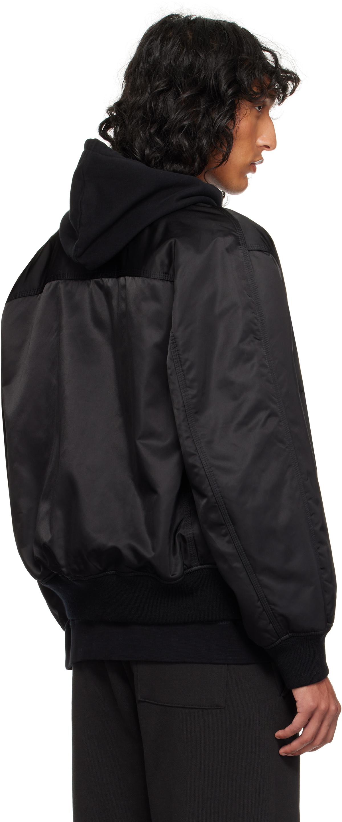 Reigning Champ Black Nylon Twill Crew Bomber Jacket