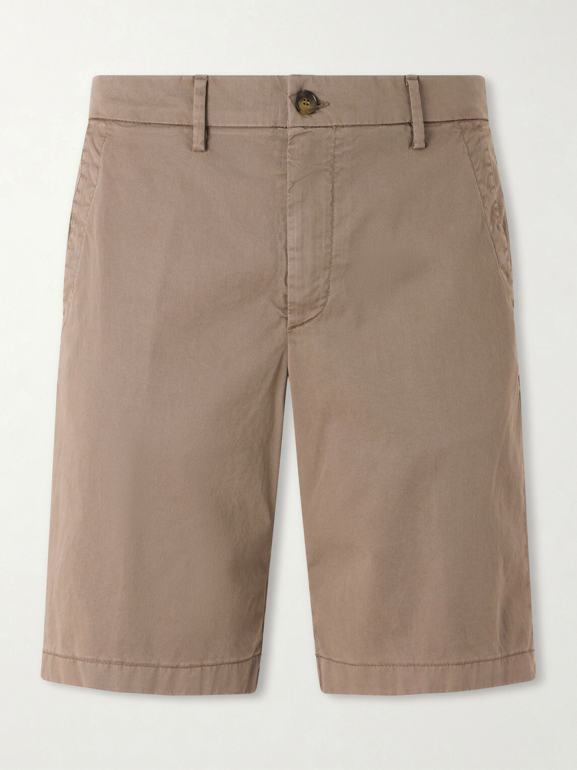 Canali - Straight-Leg Stretch Cotton-Blend Gabardine Shorts - Brown