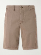 Canali - Straight-Leg Stretch Cotton-Blend Gabardine Shorts - Brown