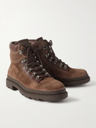 Brunello Cucinelli - Leather-Trimmed Suede Boots - Brown