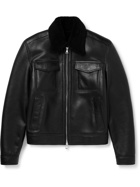 Mr P. - Nappa Leather and Shearling Trucker Jacket - Black