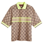 Gucci Men's GG Monogram Logo Polo in Beige