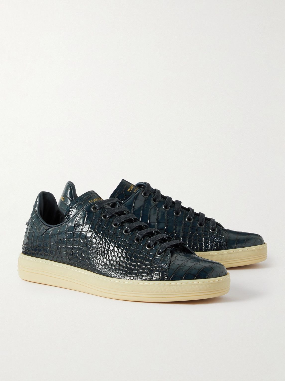 TOM FORD - Warwick Croc-Effect Leather Sneakers - Blue TOM FORD