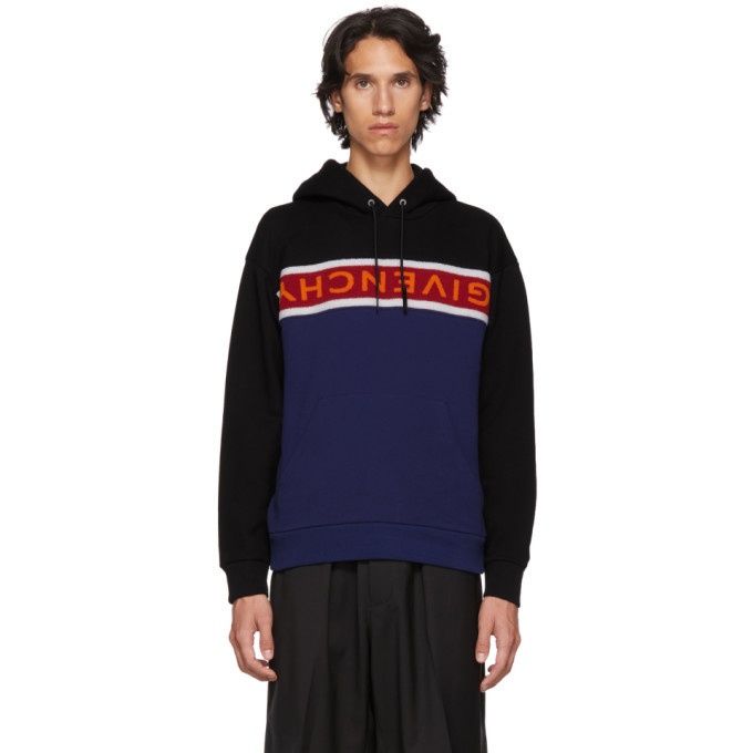Photo: Givenchy Black and Blue Upside Down Logo Hoodie