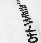 Off-White - Logo-Intarsia Stretch Cotton-Blend Socks - White