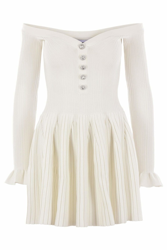 Photo: self-portrait Off-the-shoulder Mini Dress In Rib Knit