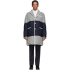 Thom Browne Grey and Navy Down Sack Fit Overcoat