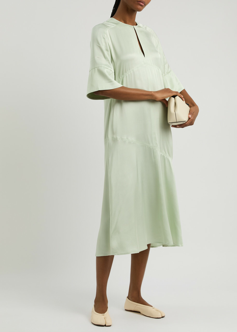 Day Birger ET Mikkelsen Camilla Satin Midi Dress Light Green Day Birger Et  Mikkelsen