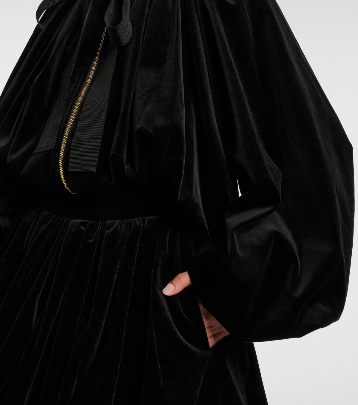 Patou Bow-detail cotton-blend velvet jacket
