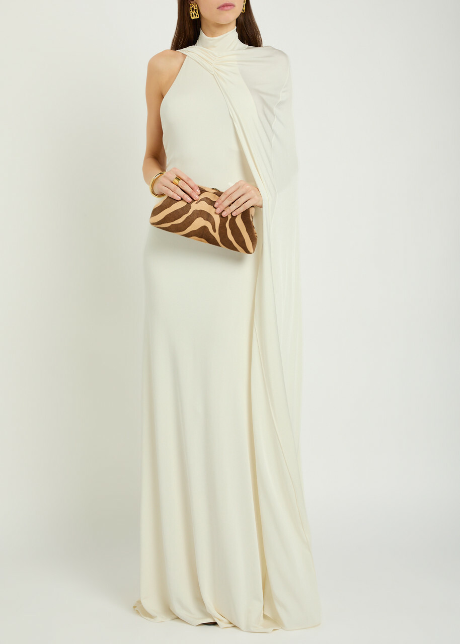 The New Arrivals Ilkyaz Ozel Umay Cape-effect Stretch-jersey Gown Cream