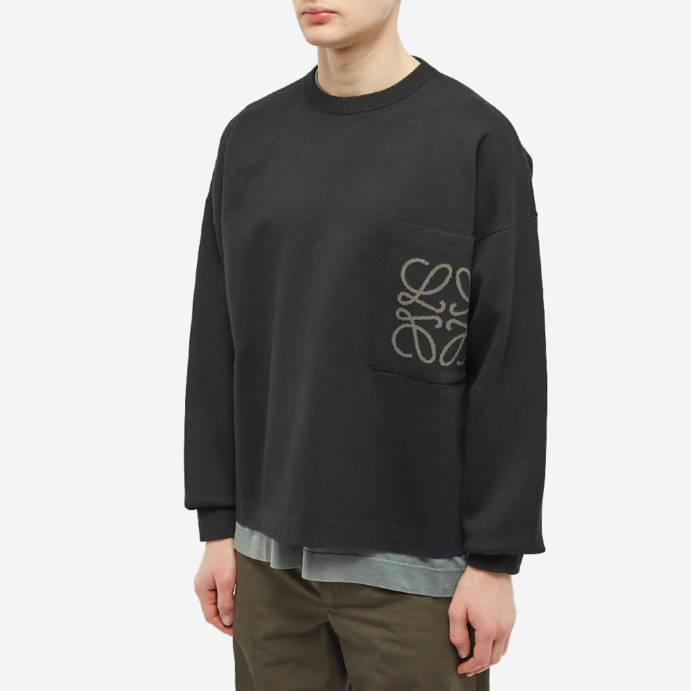 Loewe Men's Anagram Pocket Crew Knit in Black Loewe Loewe Men's Anagram Pocket Crew Knit in Black Loewe