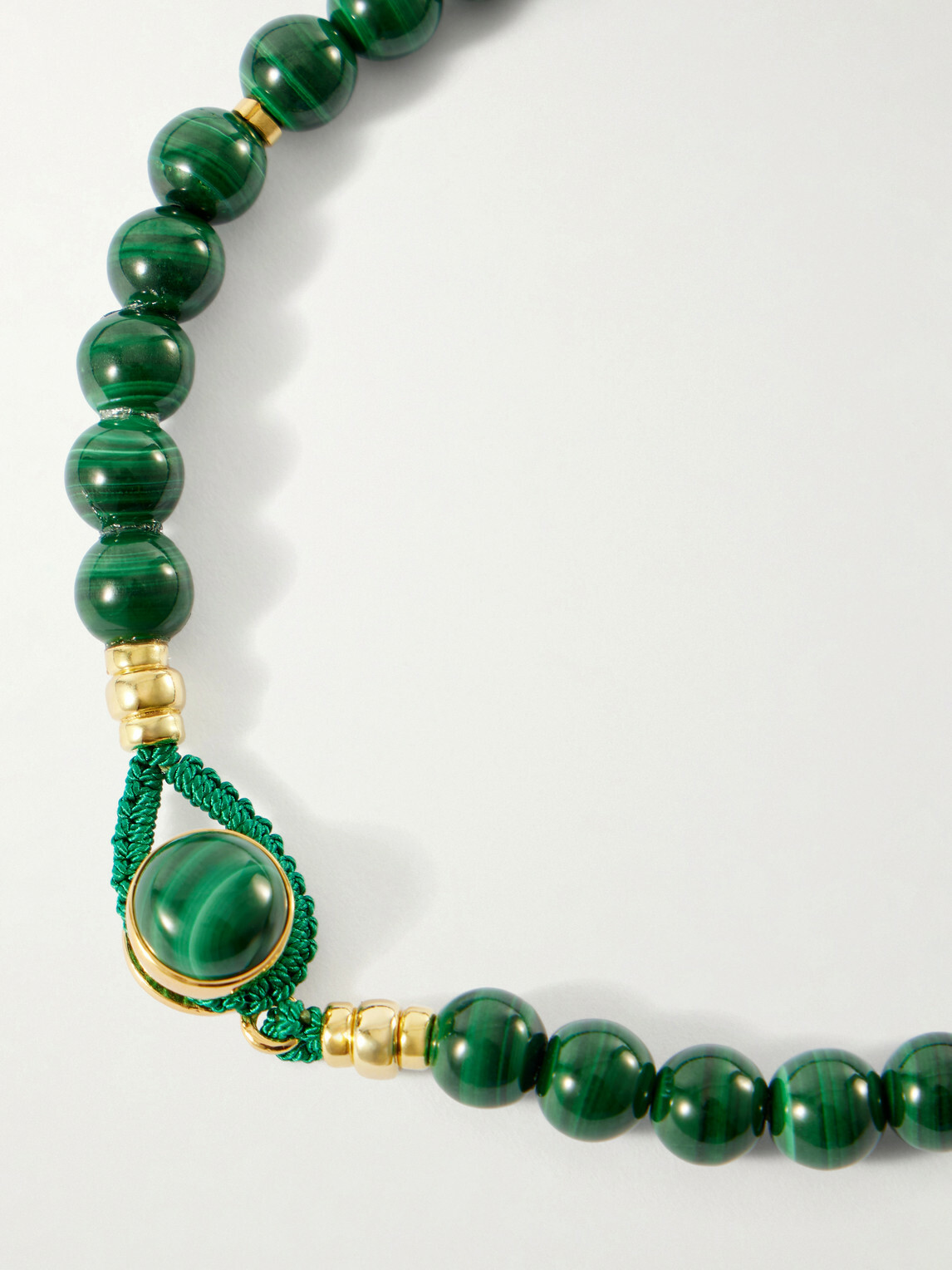 Mikia - Circle 8 Gold-Plated Sterling Silver Malachite Beaded Bracelet - Green