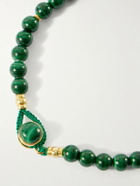 Mikia - Circle 8 Gold-Plated Sterling Silver Malachite Beaded Bracelet - Green