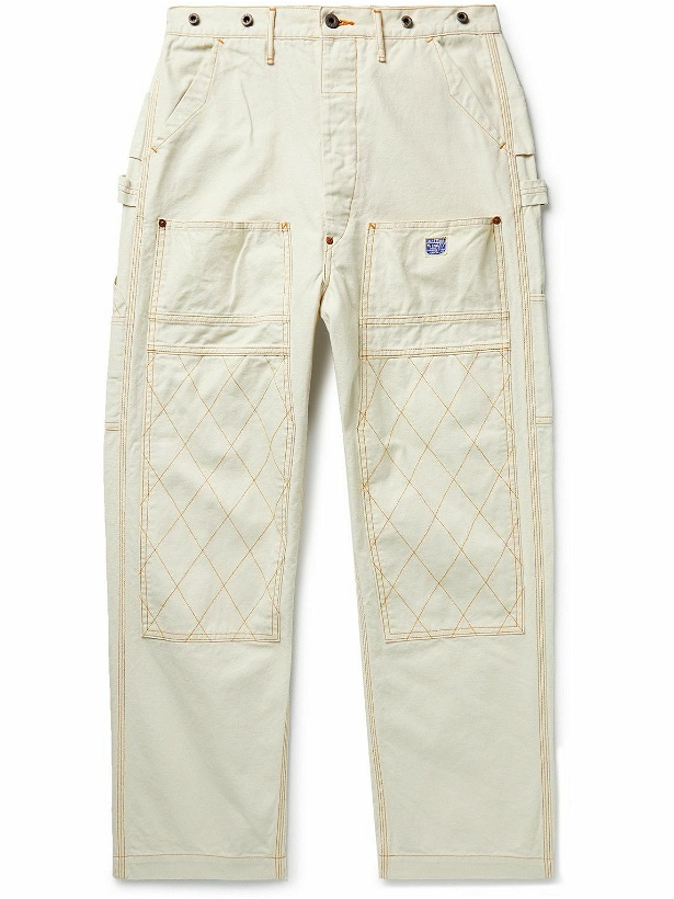 Photo: KAPITAL - Lumber Straight-Leg Logo-Appliquéd Cotton-Canvas Trousers - Neutrals
