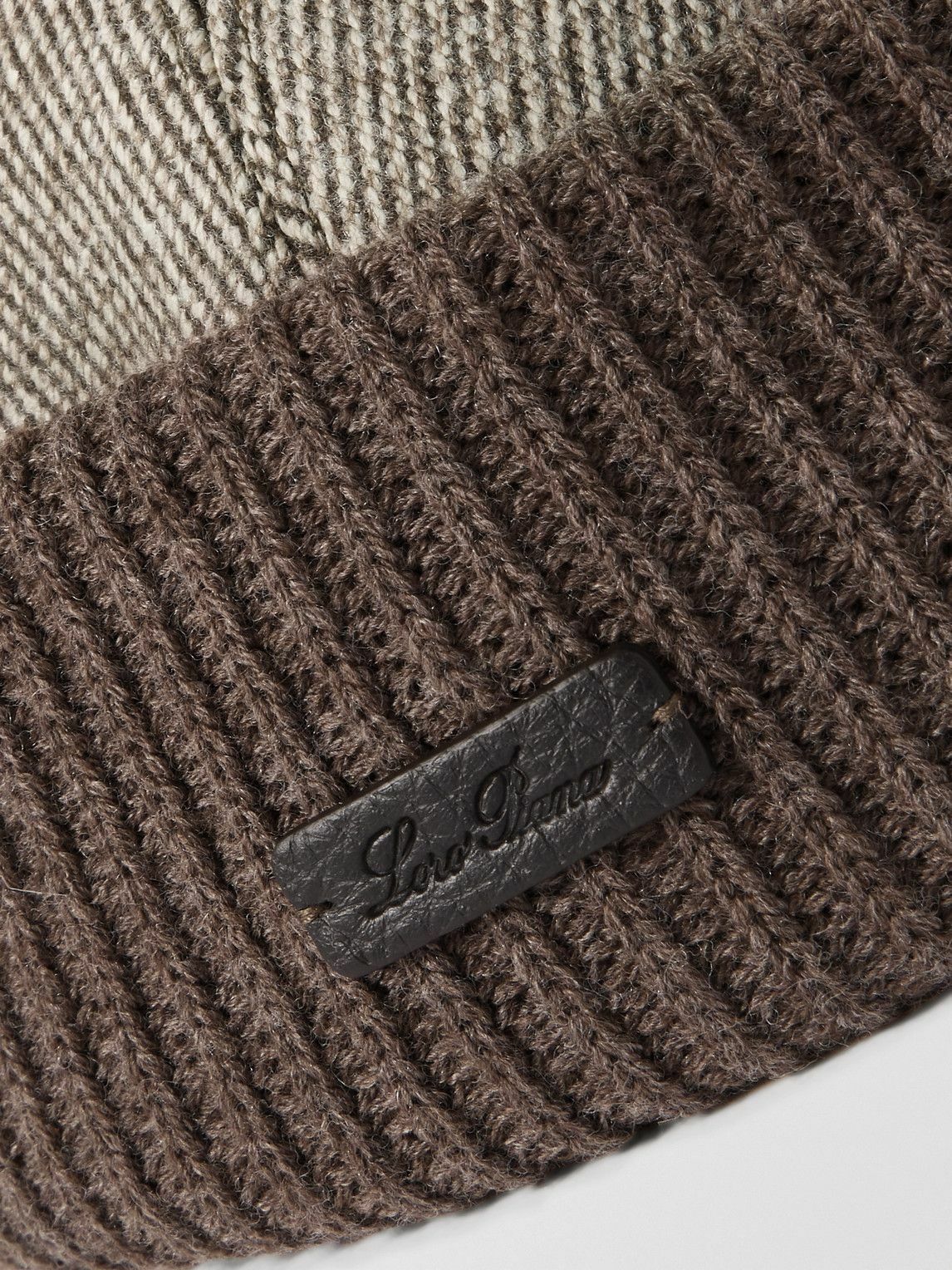 Loro Piana - Logo-Appliquéd Herringbone Cotton-Blend and Ribbed-Knit Beanie - Brown