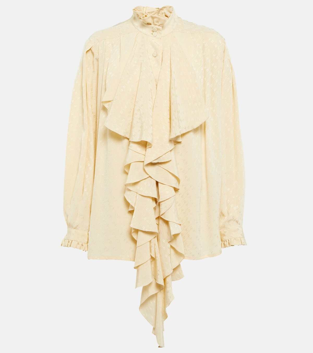 Gucci - Ruffle-trimmed jacquard silk shirt Gucci