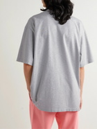 Balenciaga - 90/10 Logo-Print Distressed Organic Cotton-Jersey T-Shirt - Gray