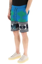 Alanui Blue And Green Cotton Piquet Icon Bermuda Shorts