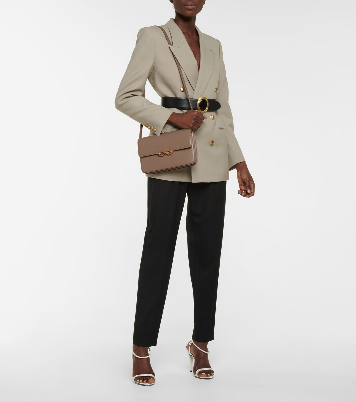 Saint Laurent Women Two-Tone Leather Le Maillon Shoulder Bag