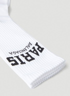 Paris Logo Ribbed Socks in White