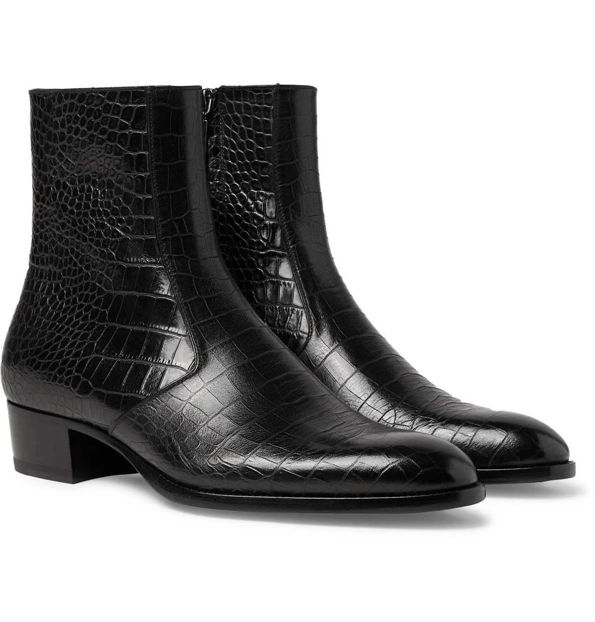 stormloop Af en toe postkantoor SAINT LAURENT - Wyatt Croc-Effect Leather Chelsea Boots - Black Saint  Laurent