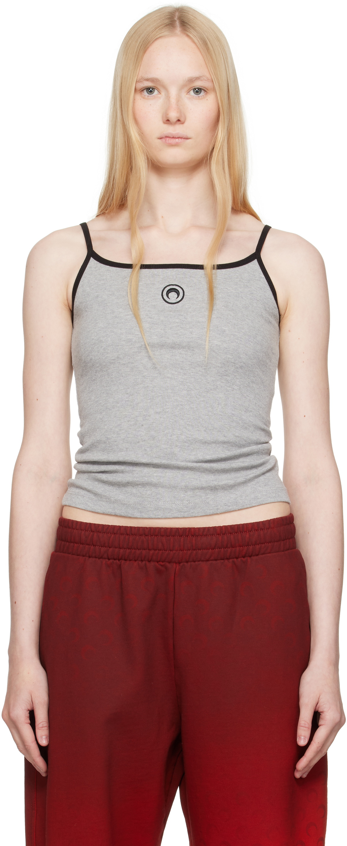 Marine Serre Gray Moon Logo Jersey Tank Top