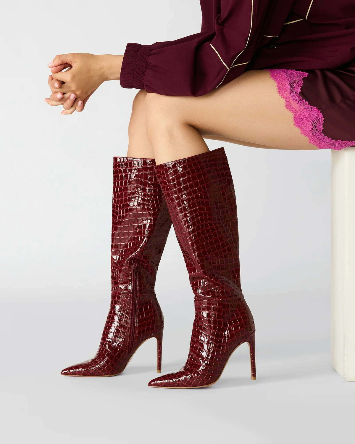 Steve Madden Nitro Boots in Red Crocodile