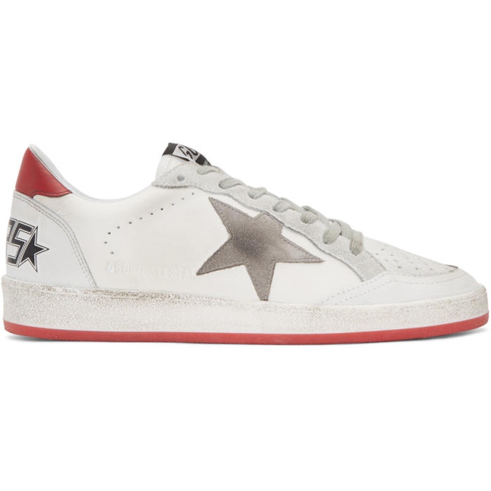Photo: Golden Goose White and Red Crack Ball Star Sneakers