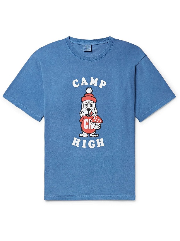 Photo: Camp High - Printed Cotton-Jersey T-Shirt - Blue