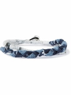 Mikia - Bandana-Print Cotton, Vintage Denim and Multi-Stone Double-Wrap Bracelet