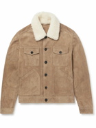 Mr P. - Shearling-Trimmed Suede Trucker Jacket - White