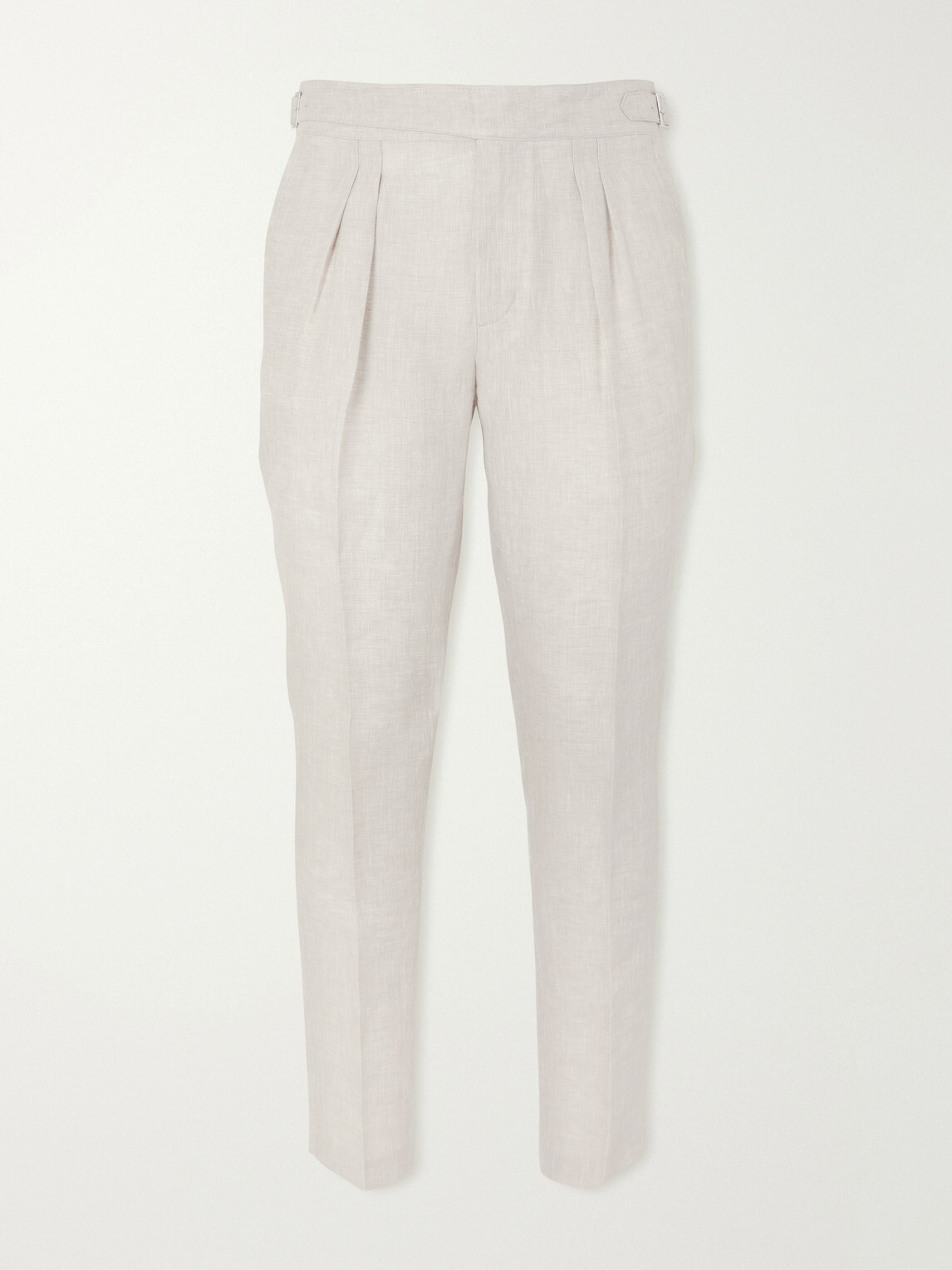 Mr P. - Steve Tapered Pleated Herringbone Linen Trousers - Neutrals