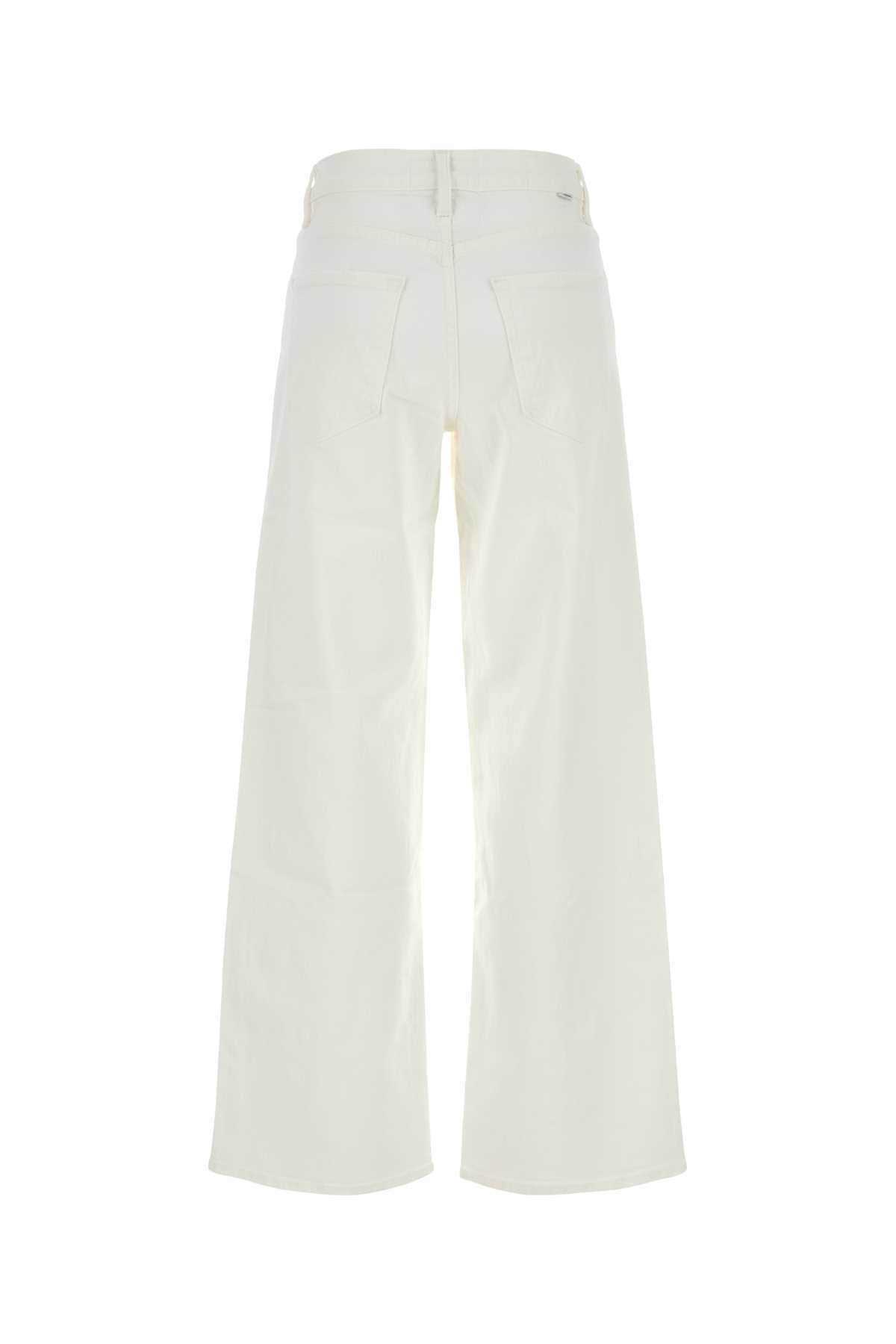 Mother White Stretch Denim The Spinner Wide-leg Jeans
