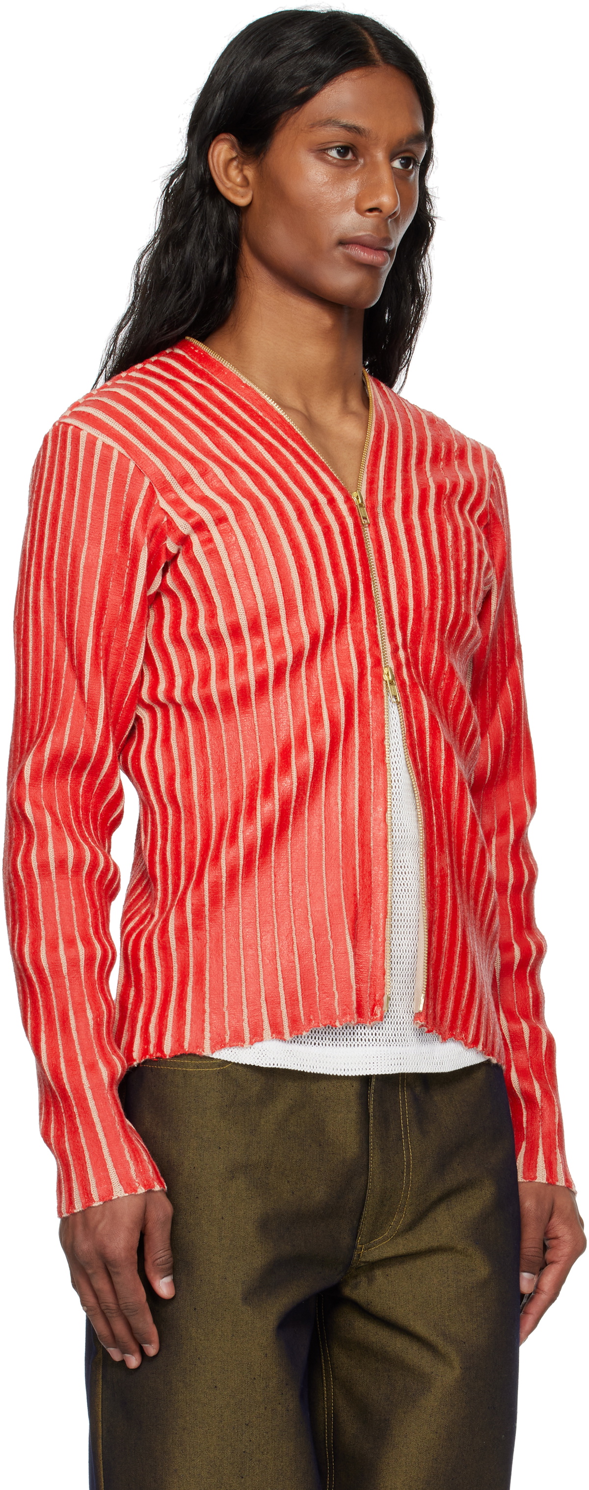 Stanley Raffington Red & Pink Plated Knit Jacket