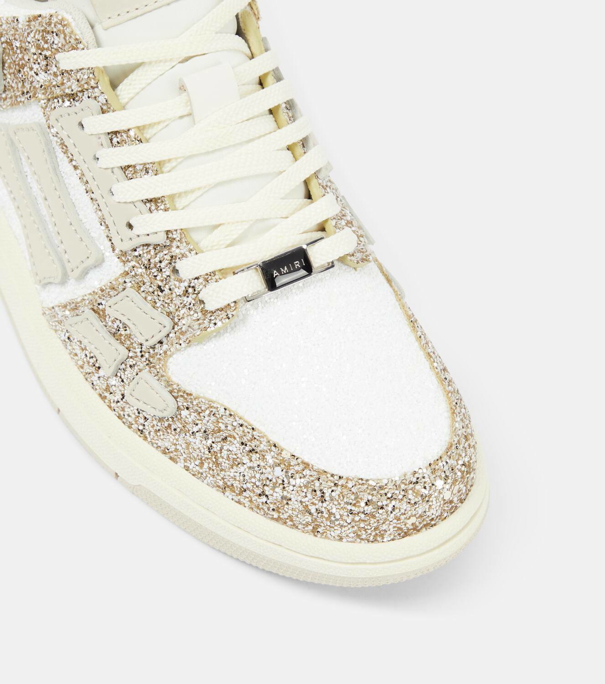 Amiri Skel Top glitter leather-trimmed sneakers