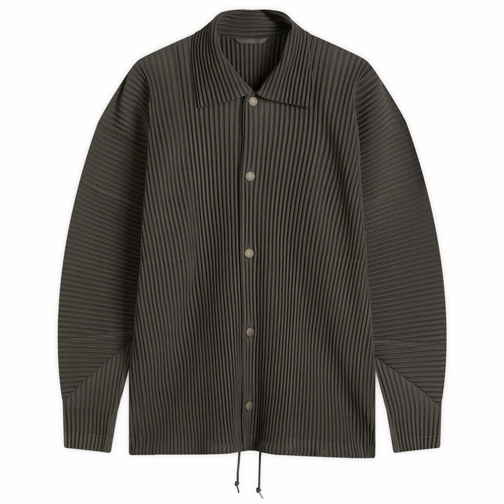 Photo: Homme Plissé Issey Miyake Men's Pleated Coach Jacket in Charcoal Grey