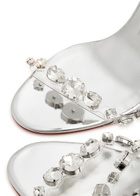 Christian Louboutin Rosalie Jewel 100 Metallic Leather Sandals Silver