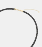 Mateo Water Droplet 14kt gold and leather necklace