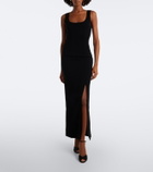 Là Fuori Floral sequined caped gown