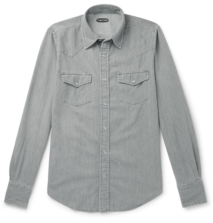 Photo: TOM FORD - Mickey Slim-Fit Denim Western Shirt - Gray