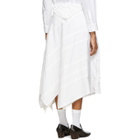 Tricot Comme des Garcons White Wool Frayed Edge Pleat Skirt