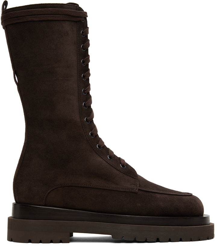 Photo: Magda Butrym Brown Suede Combat Boots