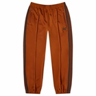 Needles Men's Poly Smooth Zipped Track Pants in Rust