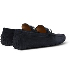Tod's - Gommino Leather-Trimmed Suede Driving Shoes - Men - Navy