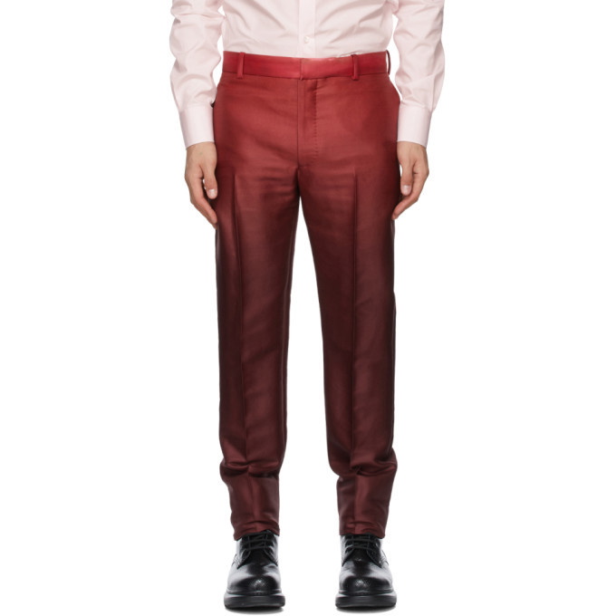 Photo: Alexander McQueen Pink and Burgundy Dip Dye Printed Cigarette Trousers