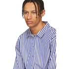 Marques Almeida Blue and White Striped Loose Shirt