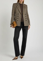 Veronica Beard Claude Dicky Plaid Stretch-wool Blazer Brown