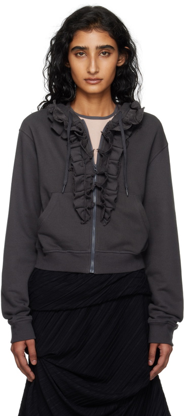 Photo: OPEN YY Gray Ruffle Hoodie